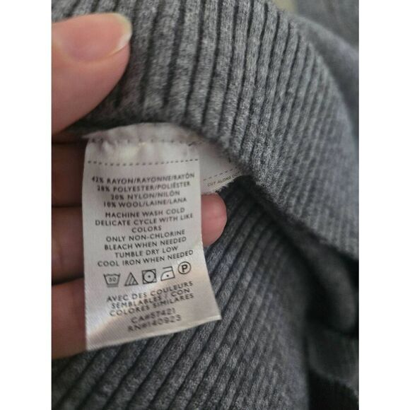 Women's LOFT Pleated Puff Sleeve Sweater Gray‎ Size Small - Picture 5 of 6